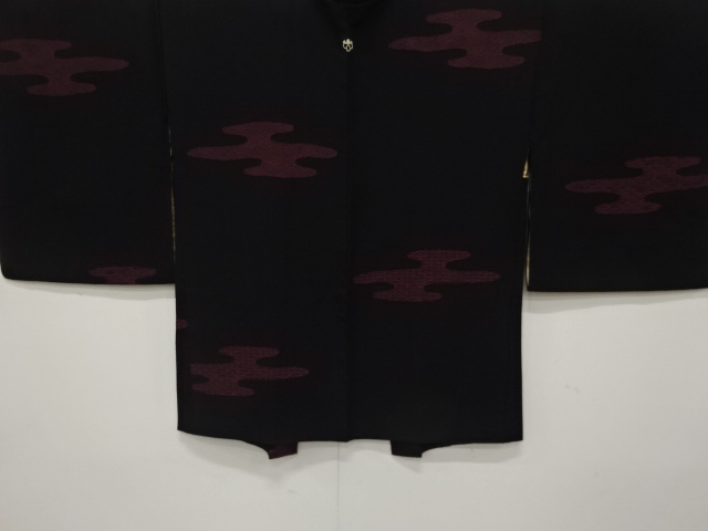 大正ロマン　漆　ヱ霞模様織り出し　一つ紋羽織